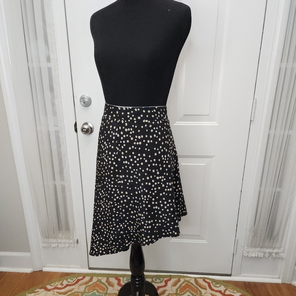 XXI Asymmetrical Black and Tan‎ Polka Dot Skirt  Size Large